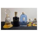 Collection of Vintage Avon and Designer Perfume Bottles Including Cologne