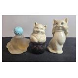 Collection of Vintage Avon Cat Cologne Bottles and Mini Perfume Bottles