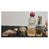 Collection of Vintage Avon Cat Cologne Bottles and Mini Perfume Bottles