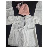 Collection of Antique Baby Gowns, Knit Bonnet, and Framed Child Portrait Art