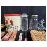 Vintage Kitchenware and Collectibles Lot with Knives, Trays, and Glassware