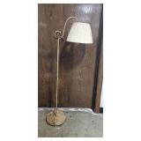 Vintage Brass Adjustable Floor Lamp with Pleated Shade