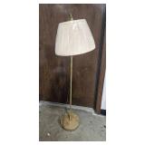 Vintage Brass Adjustable Floor Lamp with Pleated Shade