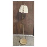 Vintage Brass Adjustable Floor Lamp with Pleated Shade