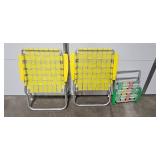 Lot of 3 Vintage Folding Webbed Patio Chairs - 2 Adult, 1 Child Size