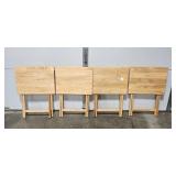 Set of 4 Wood Folding TV Trays with Stand