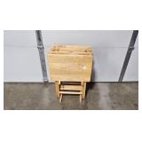 Set of 4 Wood Folding TV Trays with Stand