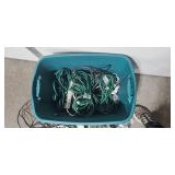 Large Tub of Assorted Extension Cords, Power Strips, and Cables