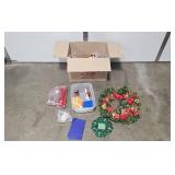 Large Lot of Christmas Holiday Decor with Wreaths and Candles
