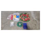 Large Lot of Christmas Holiday Decor with Wreaths and Candles