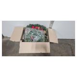Large Lot of Christmas Holiday Decor with Wreaths and Candles