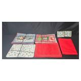 Christmas Table Linens Lot with Placemats, Napkin Rings, and Table Runner