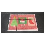 Christmas Table Linens Lot with Placemats, Napkin Rings, and Table Runner