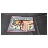 Christmas Table Linens Lot with Placemats, Napkin Rings, and Table Runner