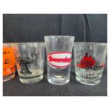 Set of Souvenir Shot Glasses from Various Destinations