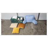 Collection of Throw Pillows, Backrest Pillow, and Reversible Bar Stool Covers