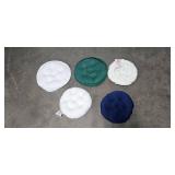 Collection of Throw Pillows, Backrest Pillow, and Reversible Bar Stool Covers