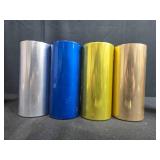 Barware Set with Colored Metal Tumblers, Vintage Beer Bottle Opener, and Copper Mug