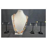 Set of 2 Beaded Necklaces and 3 Pairs of Earrings - display not inc