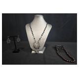 2 Jewelry Sets: Silver-Tone Beaded Necklace and Earrings, Charles Klein Beaded Necklace and Earrings - display not inc