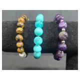 Set of Beaded Stretch Bracelets Assorted Gemstone Styles - display not inc