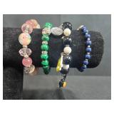 Set of Beaded Stretch Bracelets Assorted Gemstone Styles - display not inc