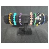 Set of Beaded Stretch Bracelets Assorted Gemstone Styles - display not inc