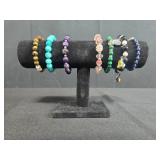 Set of Beaded Stretch Bracelets Assorted Gemstone Styles - display not inc