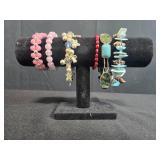 Collection of 6 Fashion Stretch Bracelets Assorted Beads and Charms - display not inc
