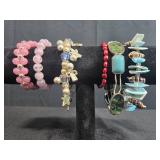 Collection of 6 Fashion Stretch Bracelets Assorted Beads and Charms - display not inc