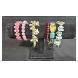 Collection of 6 Fashion Stretch Bracelets Assorted Beads and Charms - display not inc