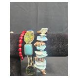 Collection of 6 Fashion Stretch Bracelets Assorted Beads and Charms - display not inc