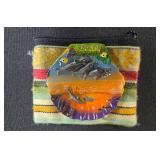 Assorted Bag and Accessory Lot with Panama Cap, Sunglasses, Wallet w Box and Embroidered Tote