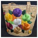 Assorted Bag and Accessory Lot with Panama Cap, Sunglasses, Wallet w Box and Embroidered Tote