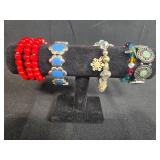 Set of Costume Jewelry Stretch Bracelets Assorted Colors and Styles - display not inc