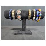 Collection of Assorted Fashion Stretch Bracelets with Beads and Metal Accents - displays not inc