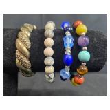 Collection of Assorted Fashion Stretch Bracelets with Beads and Metal Accents - displays not inc