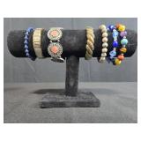 Collection of Assorted Fashion Stretch Bracelets with Beads and Metal Accents - displays not inc