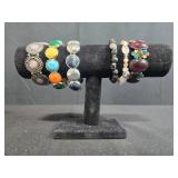 Collection of 6 Beaded Fashion Stretch Bracelets Assorted Styles - display not inc