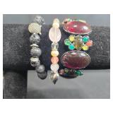 Collection of 6 Beaded Fashion Stretch Bracelets Assorted Styles - display not inc