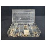 Assorted Vintage Jewelry Repair Parts and Cufflinks in Organizer Box