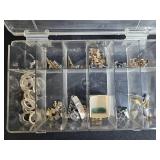 Assorted Vintage Jewelry Repair Parts and Cufflinks in Organizer Box