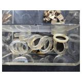 Assorted Vintage Jewelry Repair Parts and Cufflinks in Organizer Box