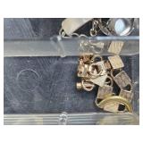 Assorted Vintage Jewelry Repair Parts and Cufflinks in Organizer Box