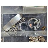 Assorted Vintage Jewelry Repair Parts and Cufflinks in Organizer Box