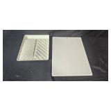 Collection of Kitchenware Items Including Glass Cutting Boards, Mixing Bowls, and Storage Containers