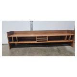 Wooden Media Storage Tower and Shelf with Collection of Cassette Tapes