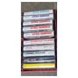 Wooden Media Storage Tower and Shelf with Collection of Cassette Tapes