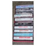 Wooden Media Storage Tower and Shelf with Collection of Cassette Tapes