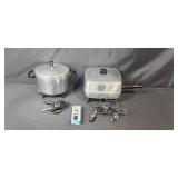 Vintage Mirro-Matic Electric Skillet, Aluminum Pot with Lid, and Cooking Utensil Set